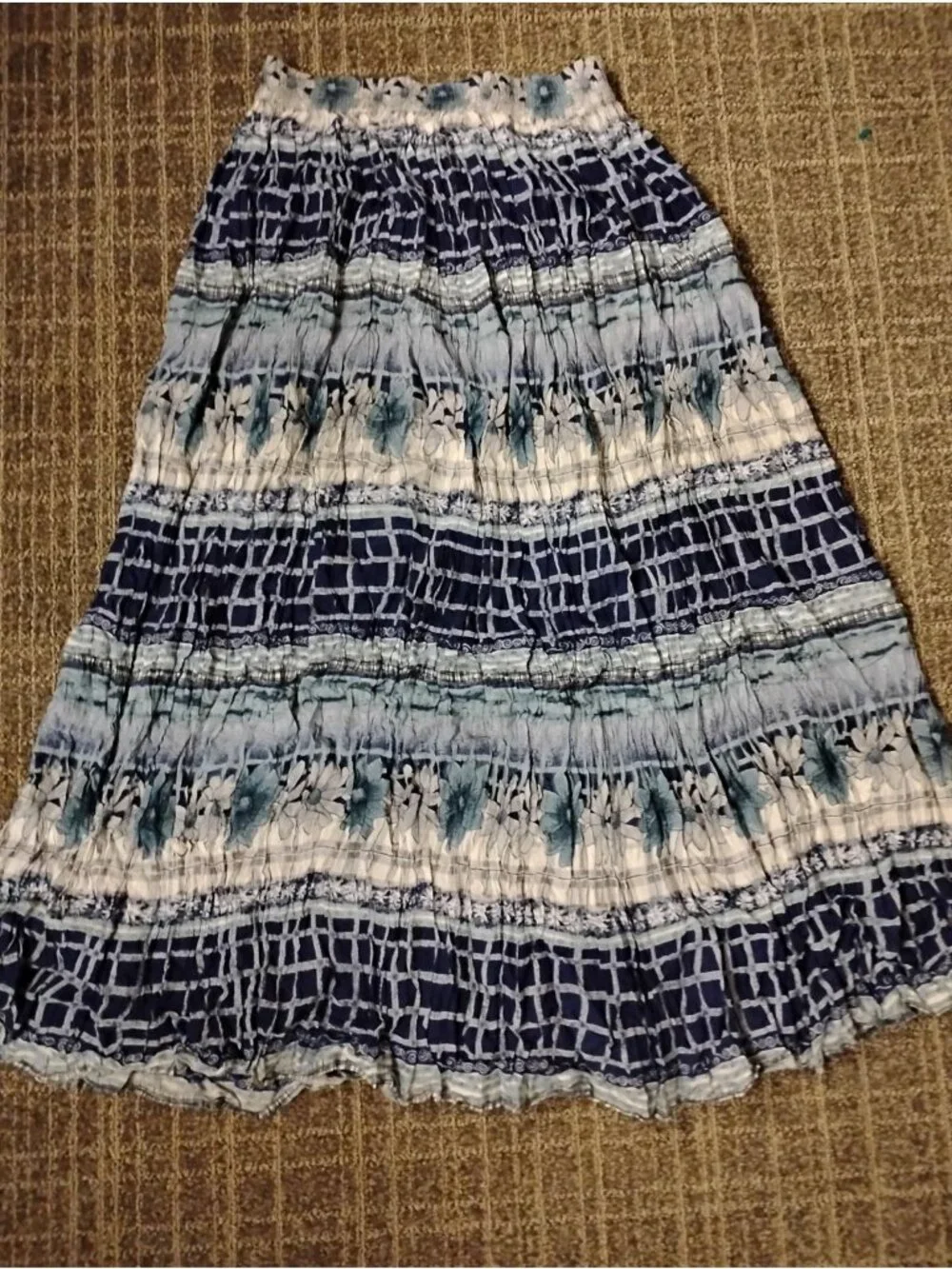 Vtg St Johns Bay Midi Skirt Floral Pull On Lightweight Church School Size M